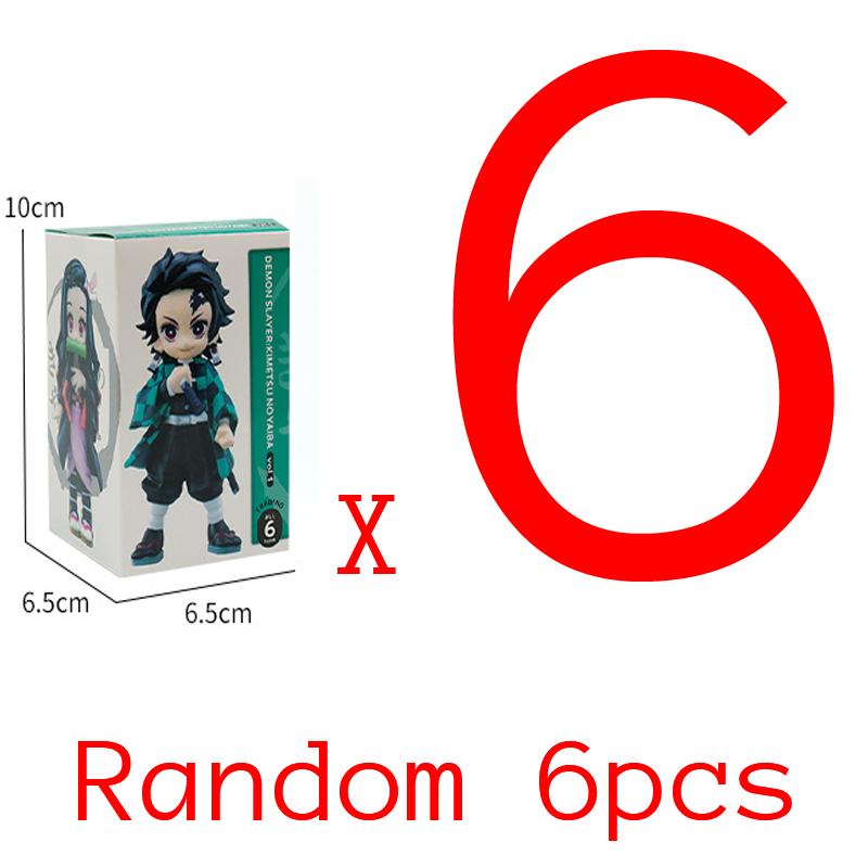 6 Stück Anime Cartoon Figur Dämonentöter Tanjiro Kamado Nezuko Blind Box Statue Modell Ornament Überraschungsgeschenkbox Sammelfigur