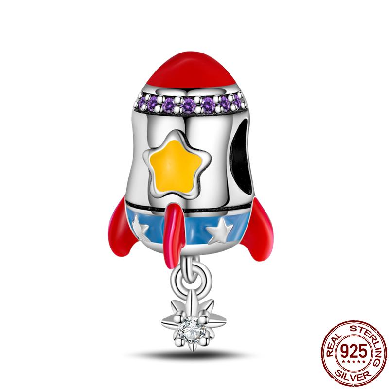 Copper Fashion Space Travel Collection Rocket Astronaut Charm Bead Charms Bead Charms Compatible With 4MM Hole Diameter Bracelets Do It Yourself Jewel