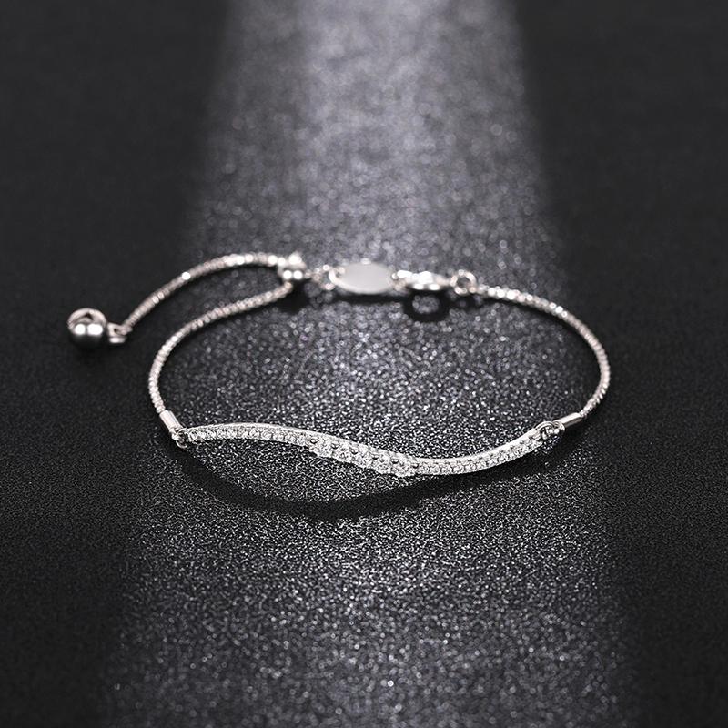 CAOSHI Bracciale Delicato Regolabile per Donna Disponibile in Due Colori Zirconia Cubica Gioielli Indossabili Quotidiani Accessori Brillanti per Feste