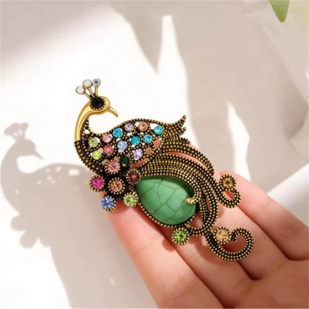 Retro Elegant Peacock Brooch Color Creative Pin Gorgeous Luxury Jewelry Accessories Party Birthday Festival Gift Souvenir