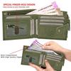 Rigohill Doger Olive Green Leather Wallet For Men 2 Card Slot RFID Wallet