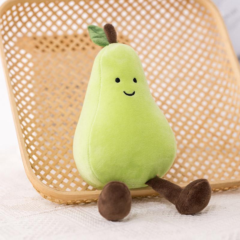 Kawaii Cartoon Obst Serie Plüschtier Niedliche Gemüse Mais Aubergine Pitahaya Pfirsich Birne Banane Wassermelone Plüschspielzeug Heimdekoration für Kinder entworfen