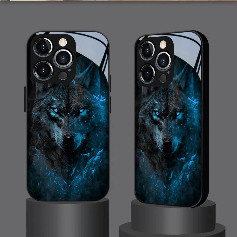 Midnattsvarg Skuggmönster Härdat Glas Svart Fodral För Samsung Galaxy S23 S24 S25 Ultra Plus FE Stötsäkert Skydd