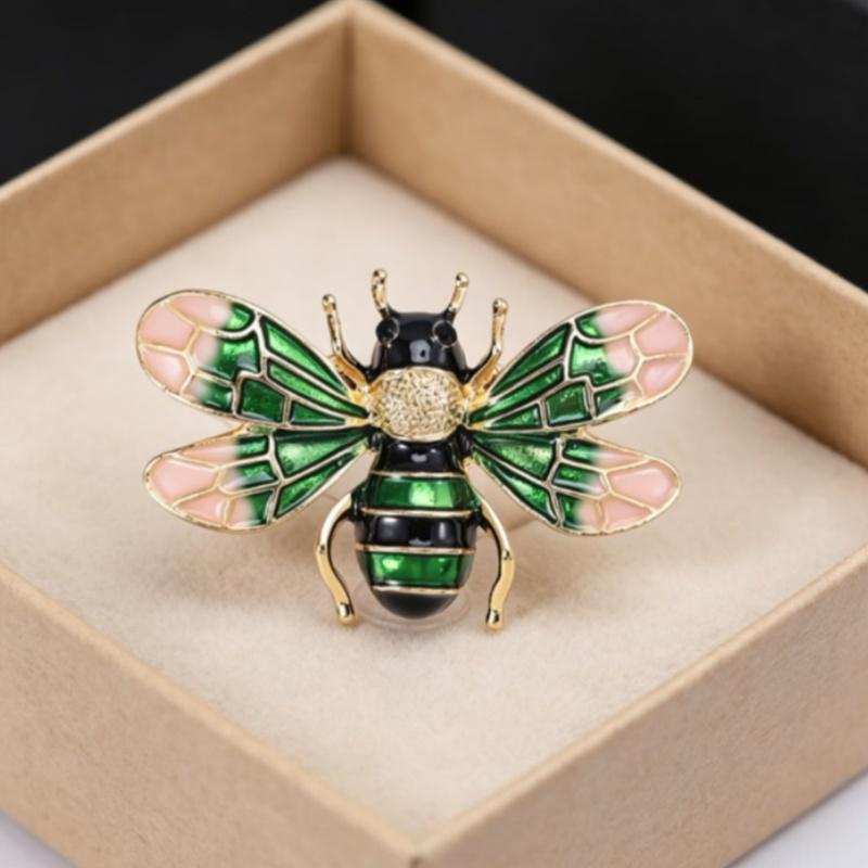 Multi Color Enamel Bee Brooch Gold Plated Details Fine Craft For Outfit Decoration Daily Wear And Gifts For Women