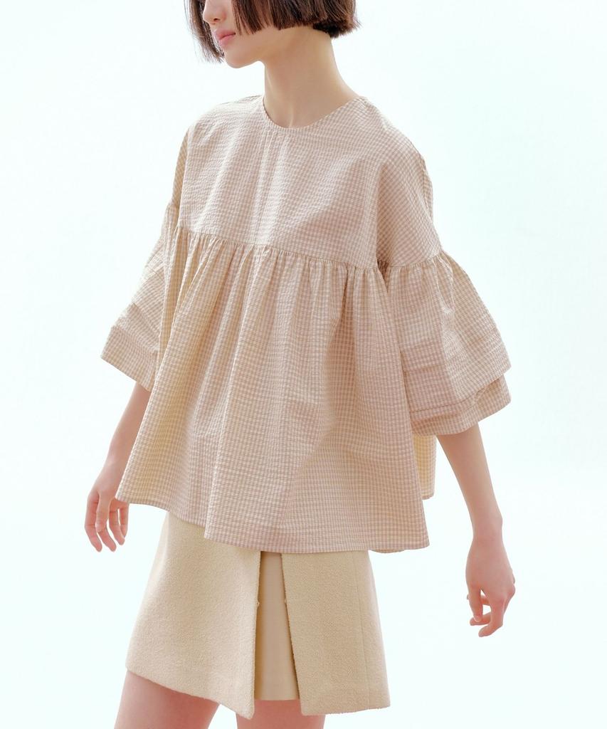 Okuka Wool Tweed Skirt Shorts - Beige