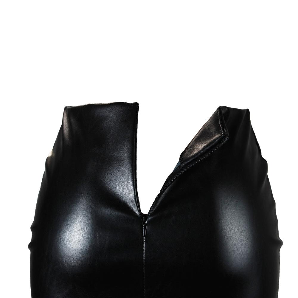Sexy Women' Stretch Short Skirt Nightclub Bag Hip PU Short Skirt Leather Skirt Mini Dress