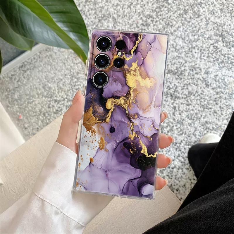 Flowing Color Marble Pattern Phone Case S25Ultra For Samsung Galaxy S25 S24 S23 S21 Ultra S20 FE S22 Plus A35 A55 5G Clear Cover