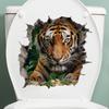 Wilder 3D durchbrechende Wand Tiger Toilettenaufkleber, Wasserdichte Abnehmbare Selbstklebende Badezimmer-Aufkleber