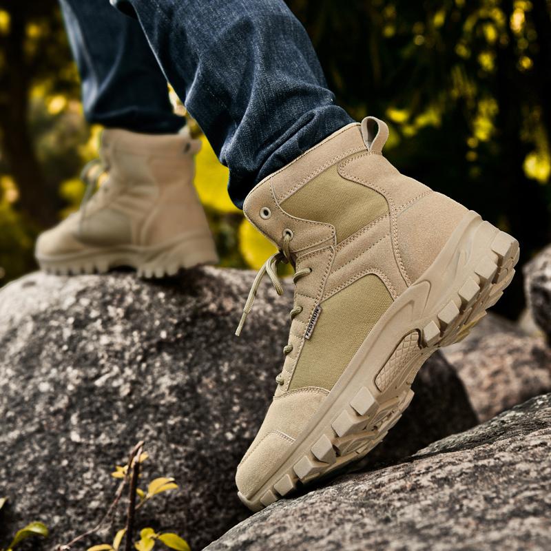 Heren Plus Size Antislip en Slijtvast Hoge Top Outdoor Militaire Laarzen Woestijnlaarzen Wandelschoenen Wandelschoenen Gevechtstrainingslaarzen
