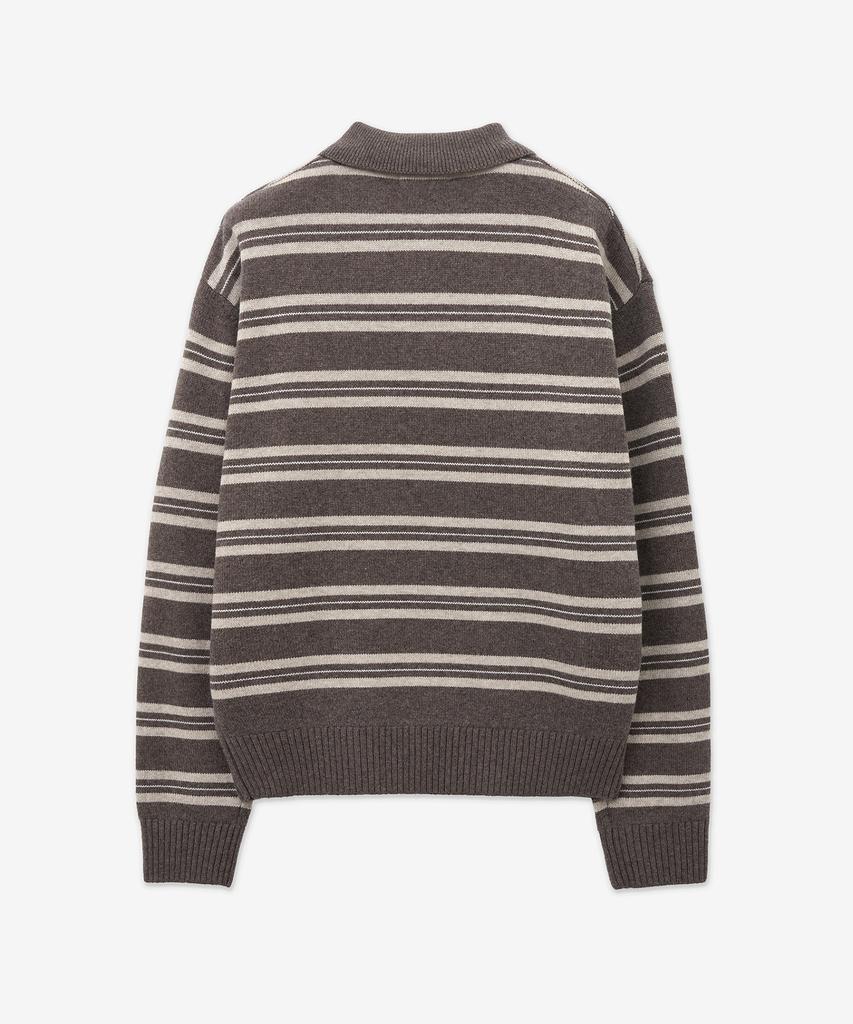 Tienjiti Oversized Stripe Polo Knit Top (Brown) Tnsw5F112W2