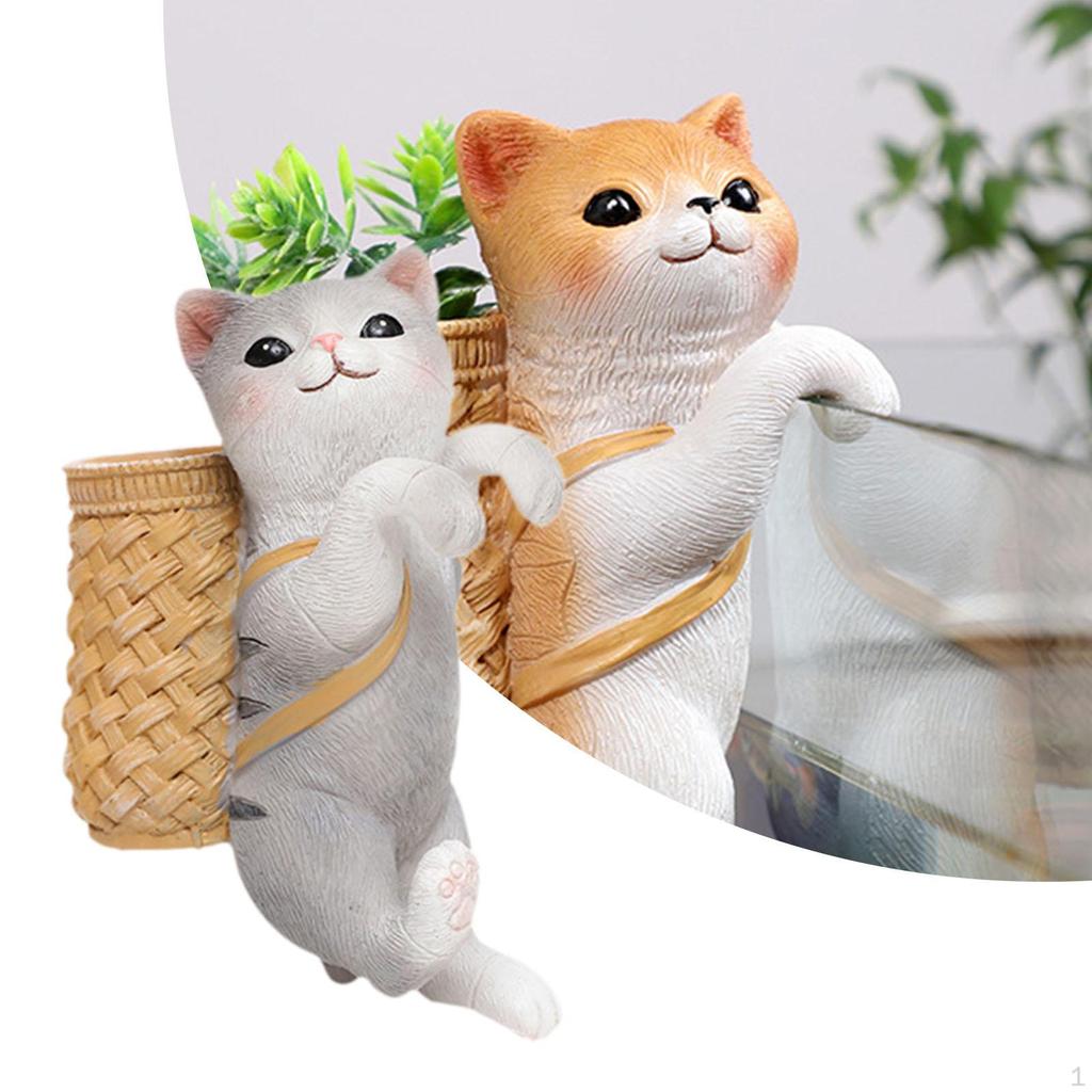 Asılı Saksılar İçin Sevimli Kedi Heykeli - Whimsical Garden Decor