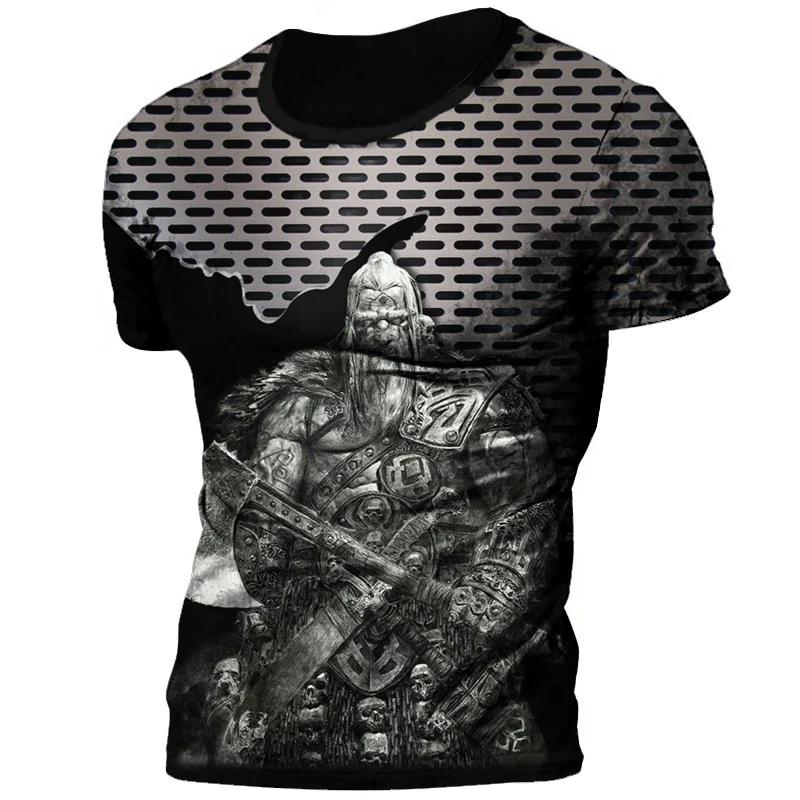 Été 2025 Nouveau Chaud Vintage Viking Tatouage Imprimé 3D T-shirt Homme Mode Street Confortable Respirant Grande Taille Haut Ample