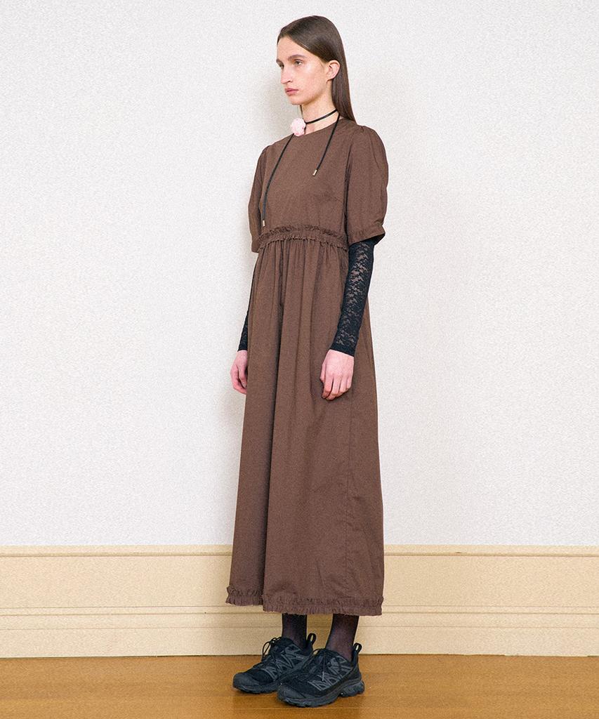 Partimento Woman Puff Sleeve Maxi Dress_Brown