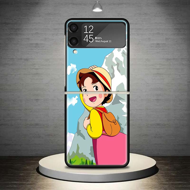 Coque de téléphone dessin animé mignonne Heidi pour Samsung Galaxy Z Flip 7 6 5 4 3 5G Housse antichoc Z Flip7 Flip6 ZFlip5 Flip3 Flip4 Luxe Sh