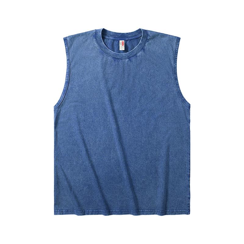 Mens Oversize Washed Cotton Sleeveless T Shirt Loose Retro Style