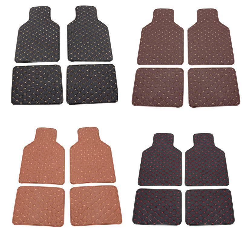 4Pcs Car Floor Mats Custom Front Rear Liner Auto Mat Carpets PU Leather Cushion Comfort Accessory Fit for Most for Cars