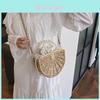 Handcrafted Bamboo Weave Tote Bag With Pearl Shoulder Strap For Beach Travel And Daily Use