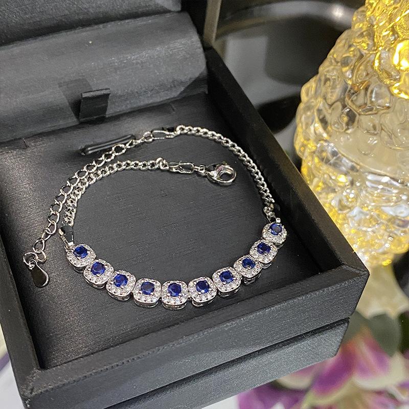 High Quality Luxury Bridal Wedding Cuban Chain Bling Multi Color Cubic Zircon Crystal Tennis Bracelet for Women Jewelry