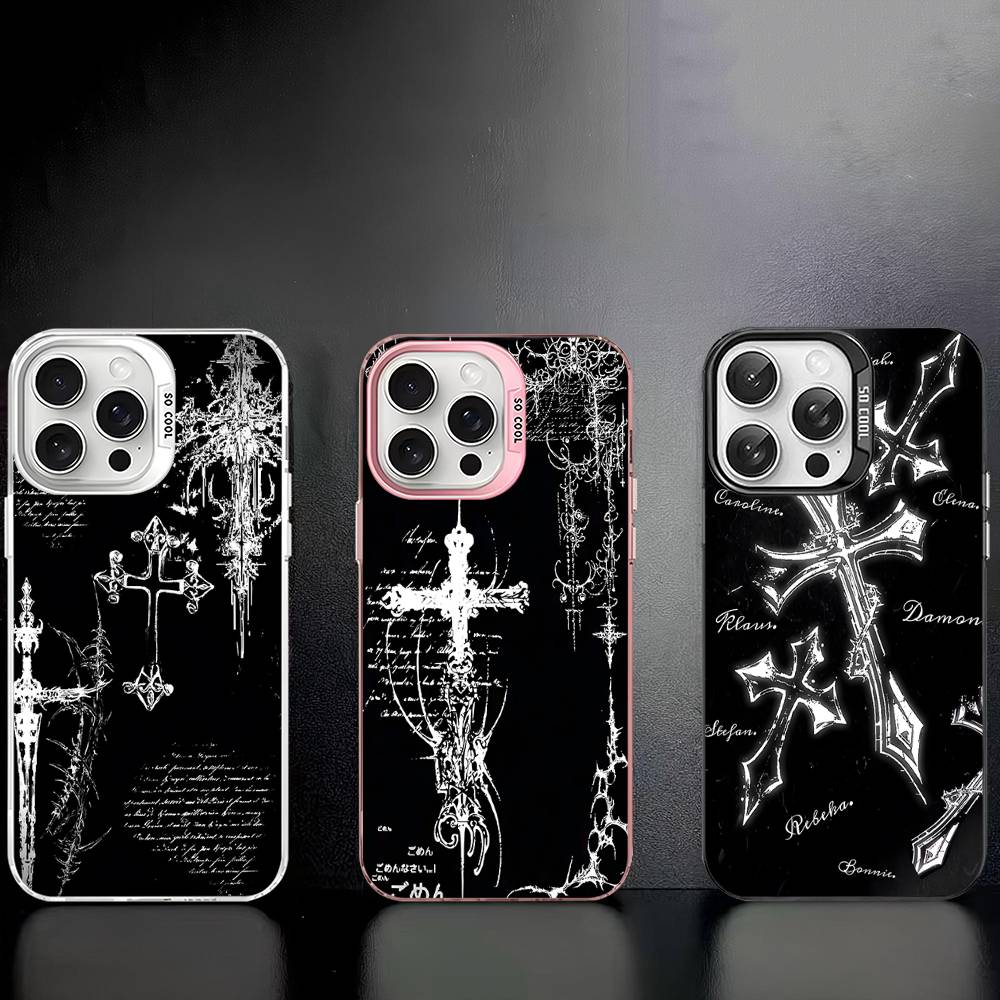 Gotisk Cyber Sigill Kors Färgstarkt Fodral för iPhone 17 16 15 14 13 12 11 Pro Max Plus Matt Skydd