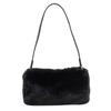 APOSITV Women's Small Fur Shoulder Bag with Fluffy Fur (Black)