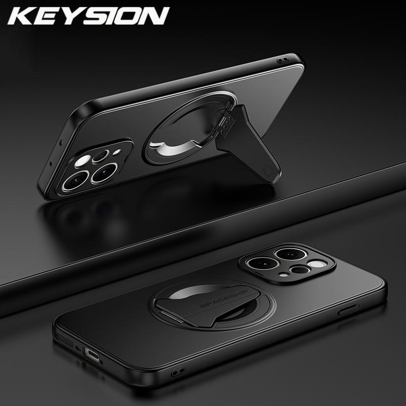 KEYSION Magnetic Phone Case for VIVO V70 5G Metal Paint Soft Silicone+PC Upright Kickstand Shockproof Back Cover for VIVO V70