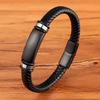 Nieuwe Luxe Roestvrij Staal Echt Leer Heren Armbanden 3 Kleuren Geweven Armband Voor Verjaardagscadeau