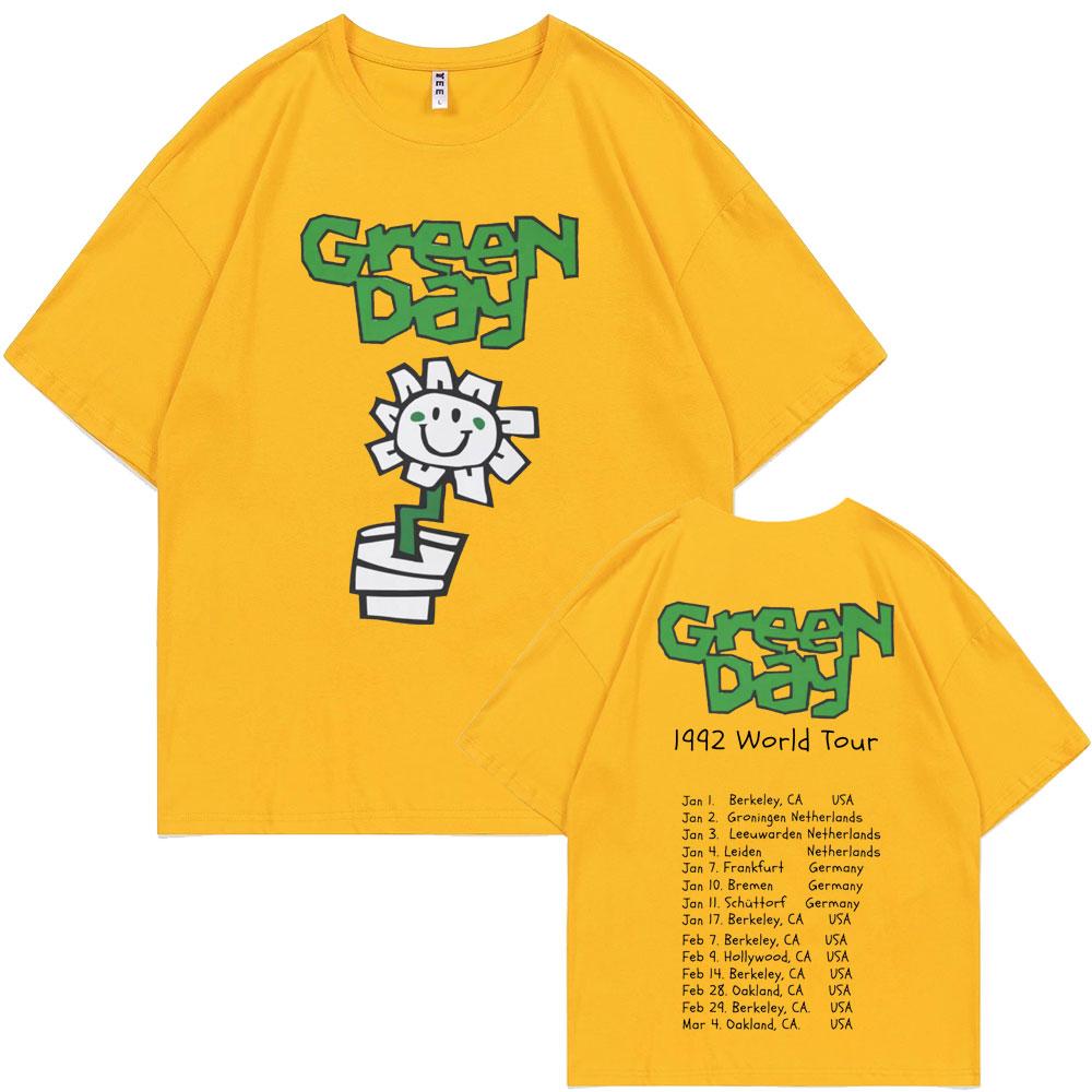 Best Famous Punk Band Green Day 1992 World Tour T Shirts Unisex Vintage Gothic Rock Tshirt Male Cotton Casual Oversized Tshirts