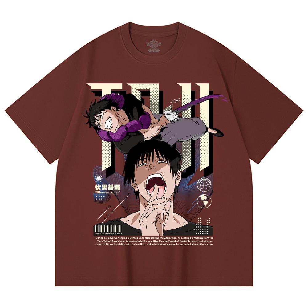230 Gsm 100% Cotton Jujutsu Kaisen V47 Toji Print Unisex Heavy Cotton T Shirt