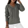 Women's Fashion Casual Solid Color Print Autumn Winter Long Sleeve V-Neck Sweaters