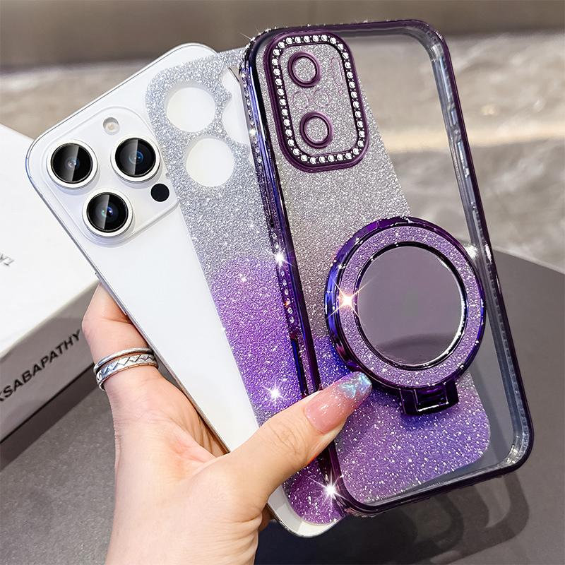 KEYSION Glitter Jewelled Magnetic Phone Case for Xiaomi M5S Makeup Mirror Stand Shockproof Cover for Redmi Note 10 10S 10 Pro 4G