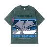 275 GSM Gewassen T-shirts 100% Katoen Demon Slayer V10 Tomioka Print Unisex Zwaar Katoenen T-shirt