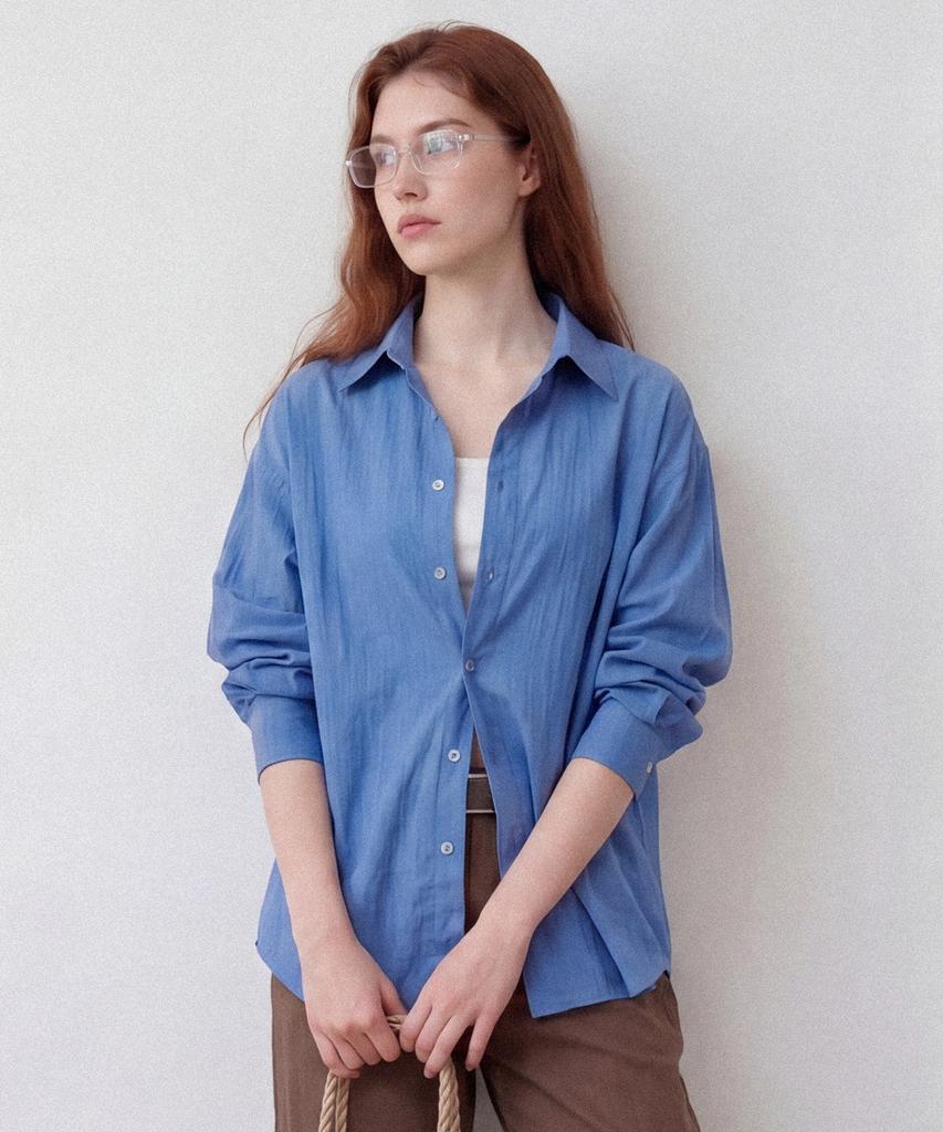 Seutaetigbeullum Oversized Crispy Touch Shirt (Blue)