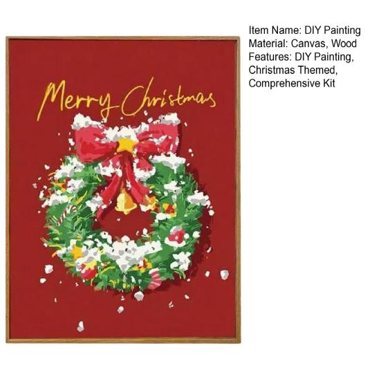 Weihnachtsbaum DIY Malerei Xmas Malen nach Zahlen Set Leinwand Farben enthalten Feiertags-Themen Malset für Erwachsene Festliche Wohnkultur Weihnachtsgeschenk