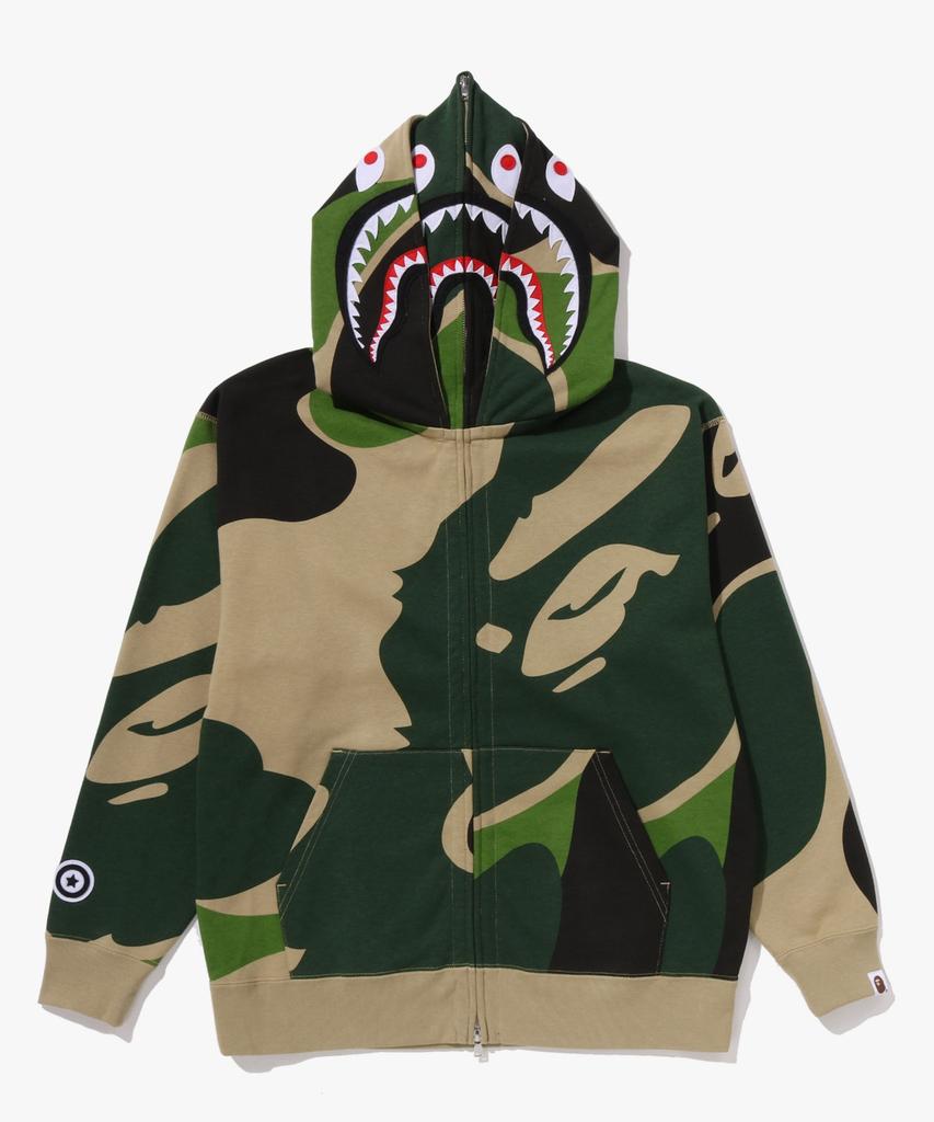 Mega Abc Camo Double Shark Relaxed Fit Full Zip Hoodie (M) Green