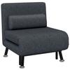 3-in-1 Sofa Bed Armchair with Adjustable Backrest and Cushion, In Linen-Effect Fabric and Steel, Dark Grey