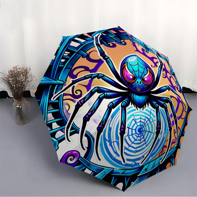 1pc Spider Web Automatic Folding Umbrella - Design, Durable Iron Frame for Travel, Outdoor, Beach Fashion Accessory A0920015