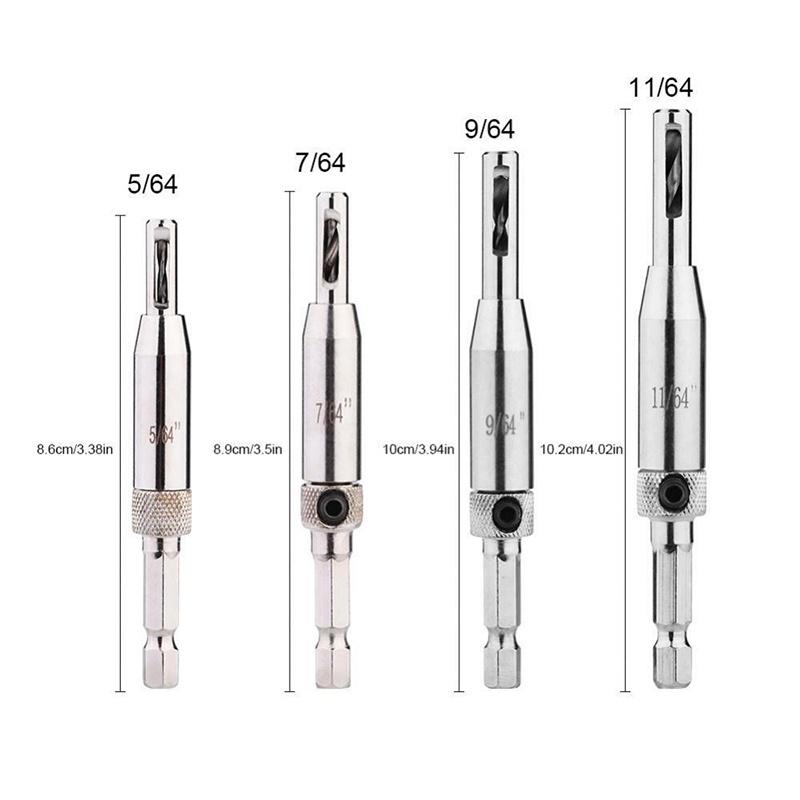 Premium Quality 4x Hex Shank Self Centering Door Window Hinge Twist Wood Drill Bit Hole Puncher With Brass Body