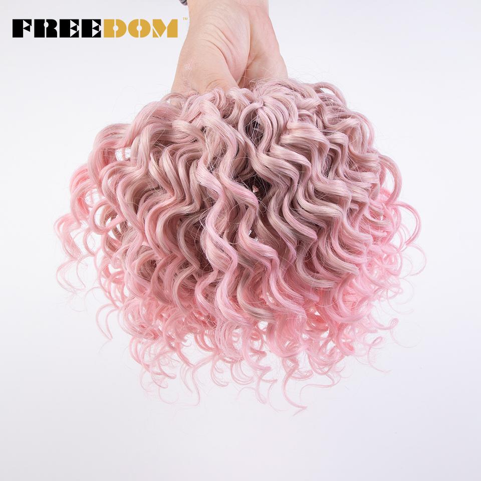 FREEDOM Deep Wavy Twist Crochet Hair Synthetic Jessica Curly Hair Crochet Braids Ombre Brown 10 Inches Braiding Hair Extensions