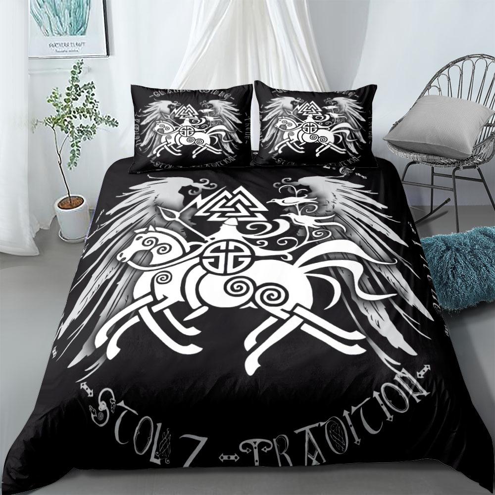 Ensemble Housse de Couette Viking Celtique Culture Scandinave Yggdrasil Fenrir Ensemble de Literie Mythologie Ancienne Religion Housse de Couette King Full