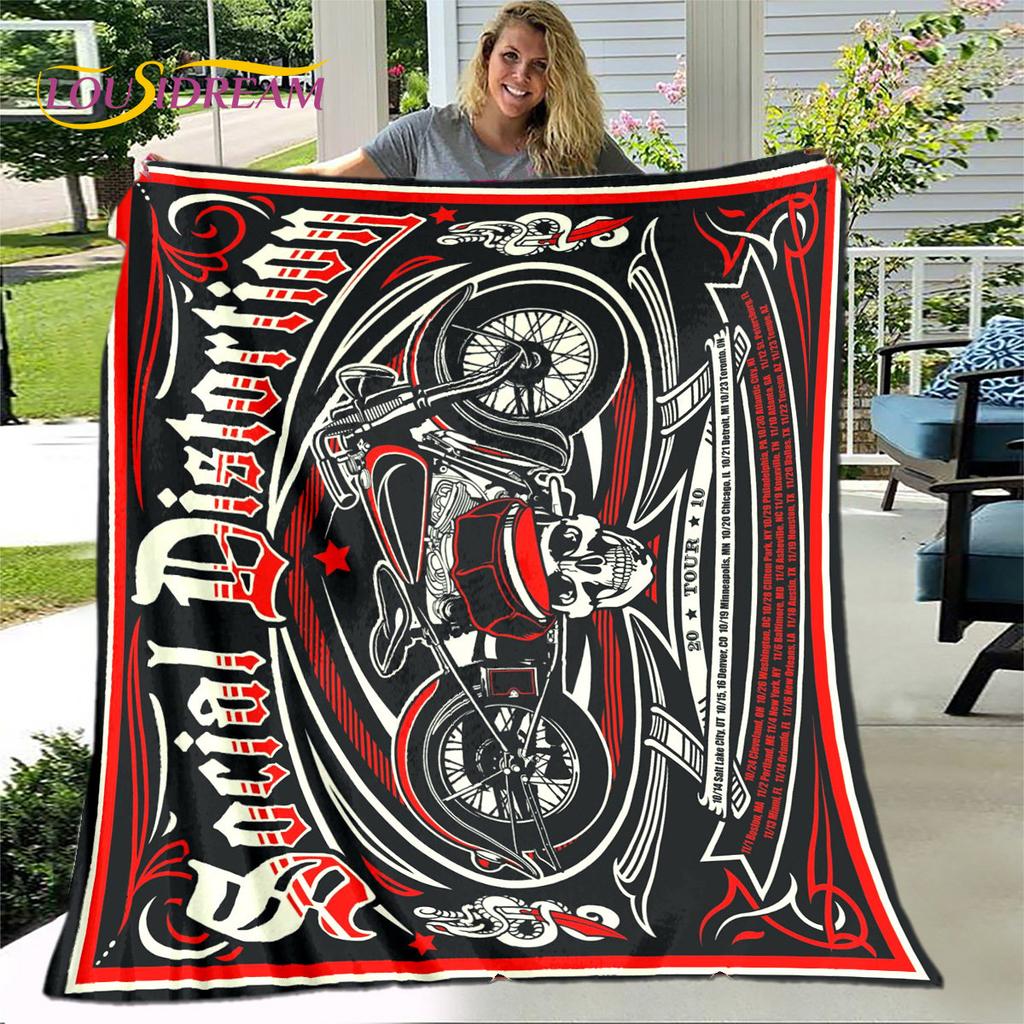 Retro Vintage Motorcycle Skull Soft Plush Blanket,Flannel Blanket Throw Blanket for Living Room Bedroom Bed Sofa Picnic Cover
