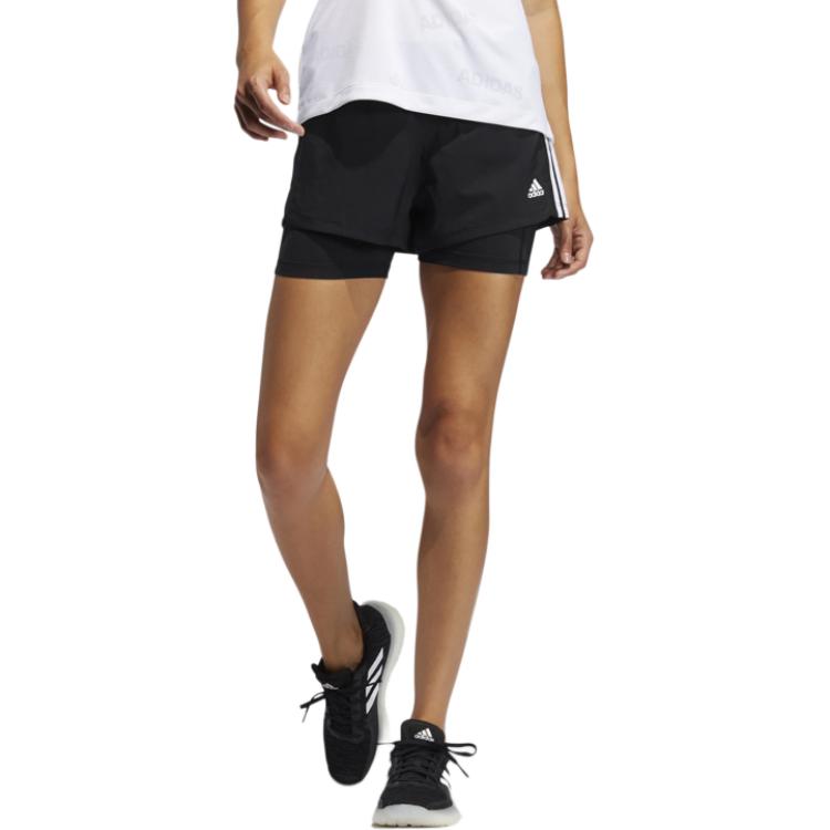 adidas Shorts d'entraînement 2-en-1 Pacer 3 Bandes Femme Shorts Noir GL7686