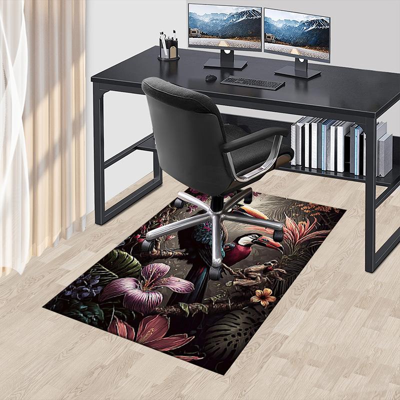 1PC Toucan Flowers Extra Large Non Slip Floor Carpet, Office, Family, Bedroom Large Area Rug Indoor Rugs, Vibrant Colors