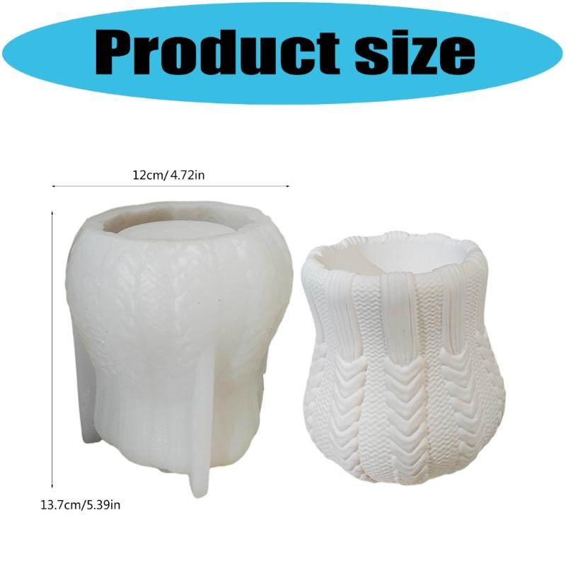 Silicones Dried Flower Vase Mold with Cable Knit Pattern Creative Art Project Tool For Tabletop Displays And Crafts