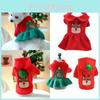 Stylish Princess Style Red Christmas Dog Dress Featuring Cute Christmas Tree Bear