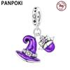 PANPOKI Copper Purple Magic Hat Pendant Charm Bead Charms Bead Charms Compatible With Bracelets Do It Yourself Party Trendy Gifts Jewellery Accessory