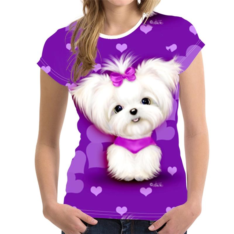 Fashion Lovely Dog T-Shirt 3D Print Unisex Summer Tops Tees Women Ladies Girls Animal Clothing Round Neck Short Sleeve XXS-6XL