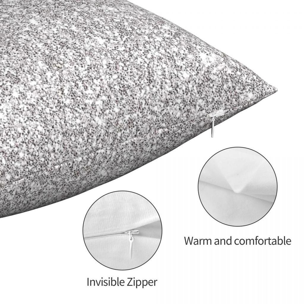 Zilveren Sparkles Vierkante Kussensloop Polyester Linnen Fluweel Creatieve Rits Decoratieve Kussensloop Kamer Kussenhoes