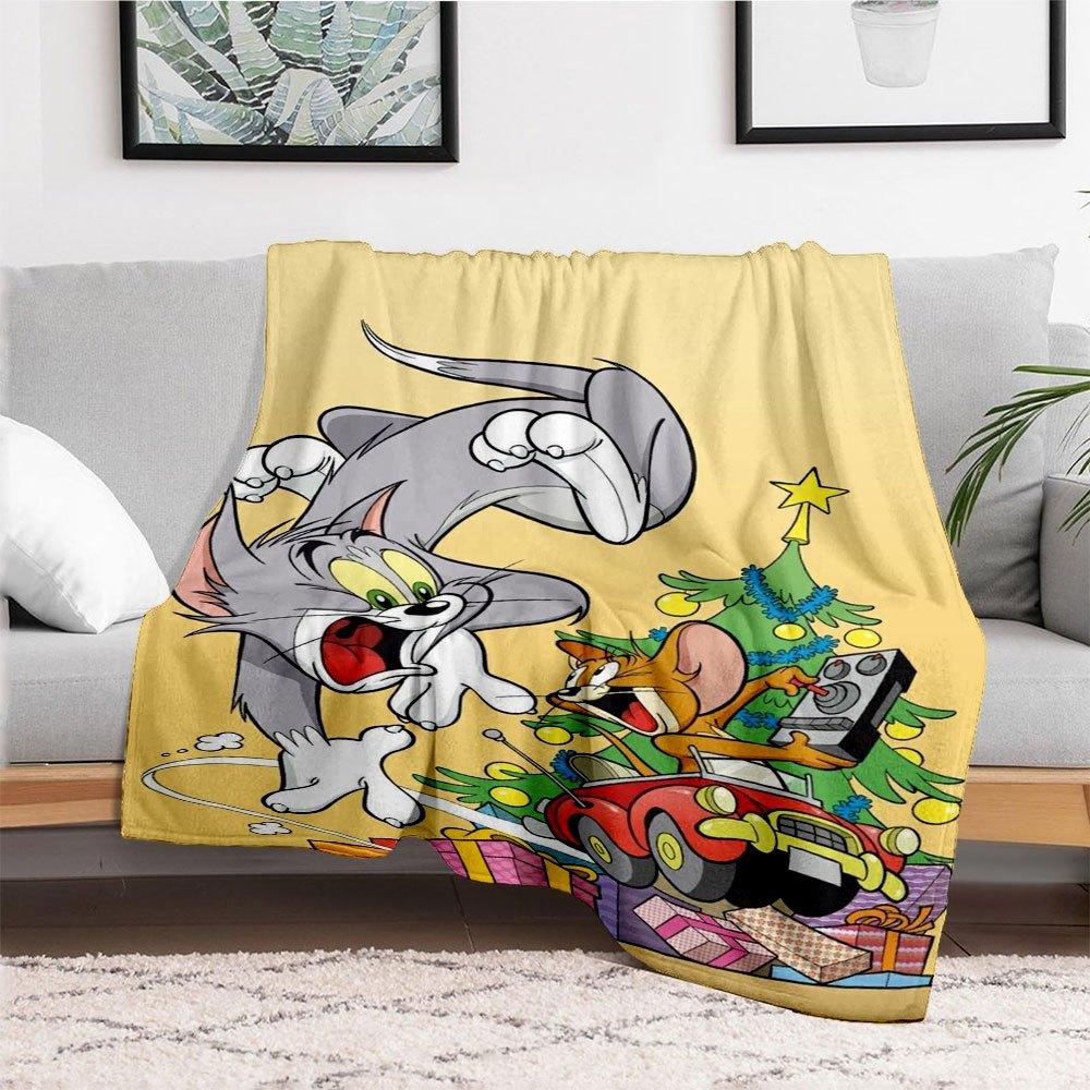 Tom & Jerry WeihnachtsposterDecke Flanell-Kuscheldecke für Sofa, Bett, Reisen, Camping, Büro