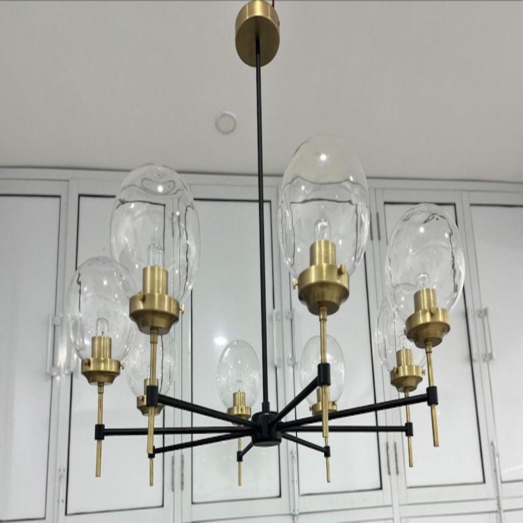 Kronleuchter Modern Globus Mitte des Jahrhunderts Messing Antik und Mattschwarz Kronleuchter Lichter Industrielle Dekoration