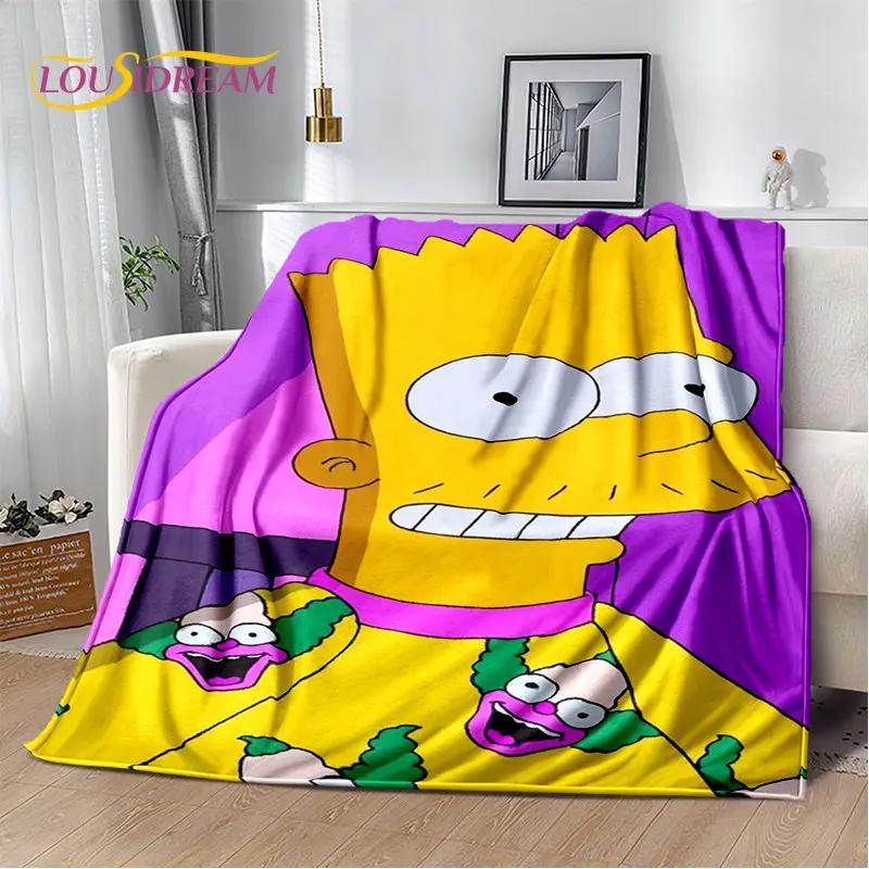 שמיכת קטיפה מצוירת S-Simpsons, שמיכת פלנל, שמיכת זריקה לילדים לסלון, חדר שינה, מיטה, ספה, טיולים, פנאי, תנומה